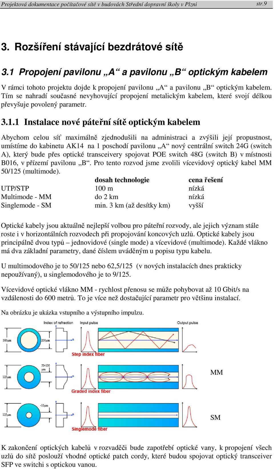 1 Instalace nové páteřní sítě optickým kabelem Abychom celou síť maximálně zjednodušili na administraci a zvýšili její propustnost, umístíme do kabinetu AK14 na 1 poschodí pavilonu A nový centrální