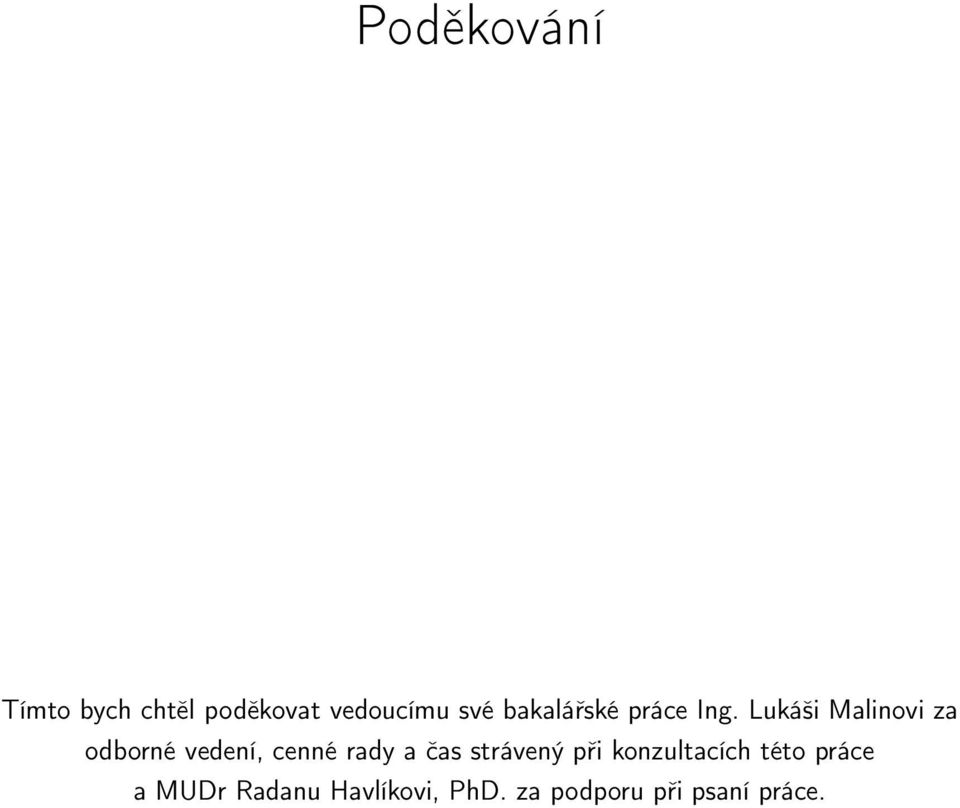 Lukáši Malinovi za odborné vedení, cenné rady a čas
