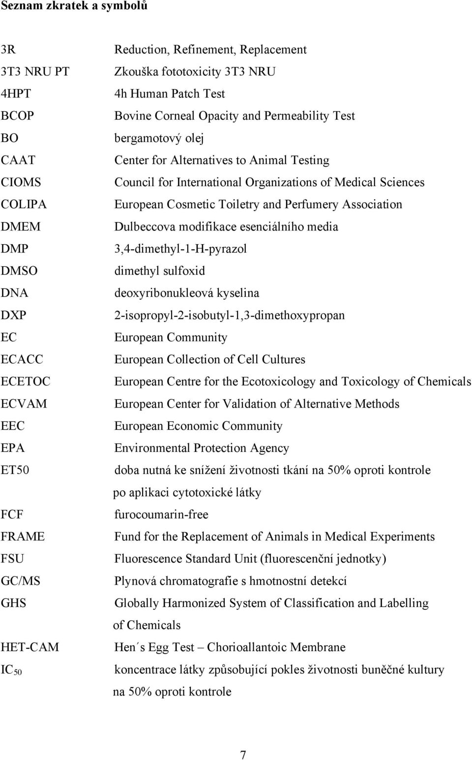 Medical Sciences European Cosmetic Toiletry and Perfumery Association Dulbeccova modifikace esenciálního media 3,4-dimethyl-1-H-pyrazol dimethyl sulfoxid deoxyribonukleová kyselina