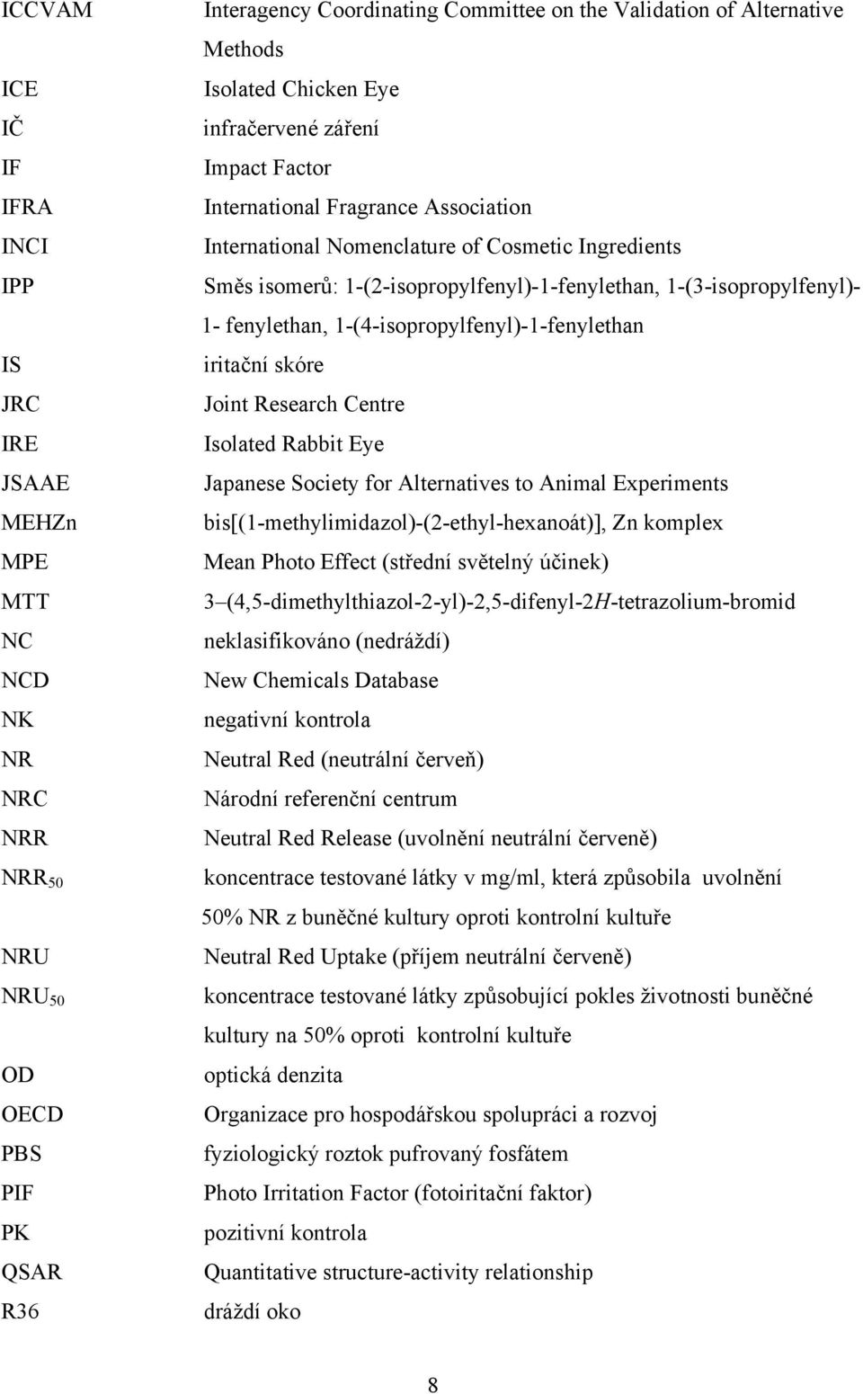 1-(3-isopropylfenyl)- 1- fenylethan, 1-(4-isopropylfenyl)-1-fenylethan iritační skóre Joint Research Centre Isolated Rabbit Eye Japanese Society for Alternatives to Animal Experiments