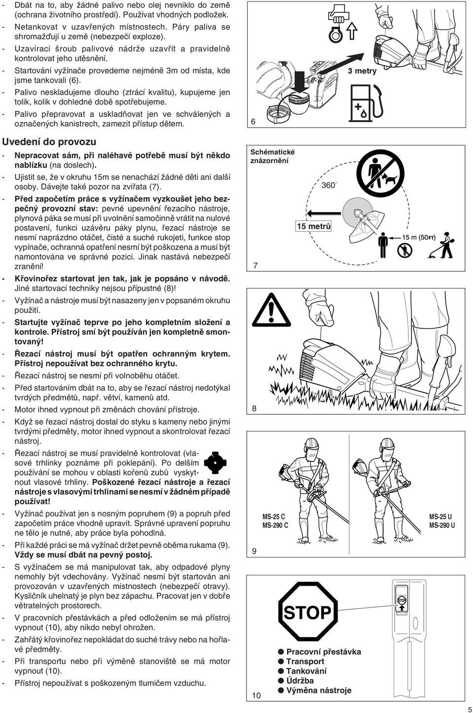 - Startování vyïínaãe provedeme nejménû m od místa, kde jsme tankovali (6). - Palivo neskladujeme dlouho (ztrácí kvalitu), kupujeme jen tolik, kolik v dohledné dobû spotfiebujeme.