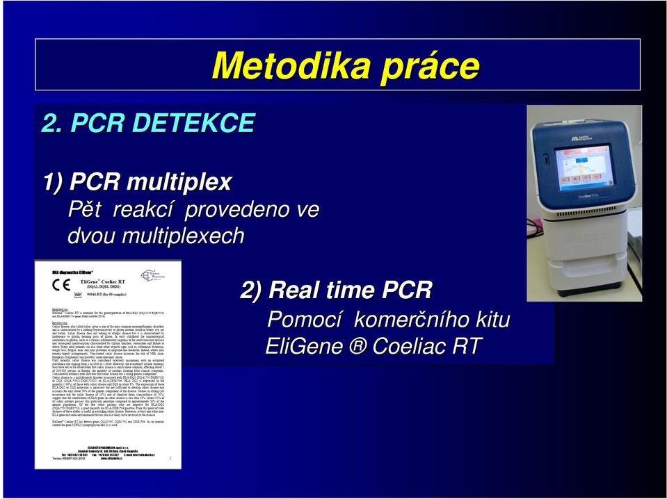 Metodika práce 2) Real time PCR