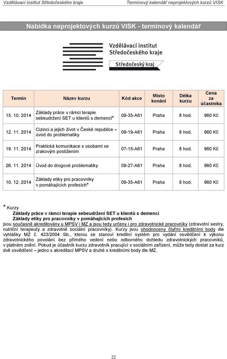 09-35-A61 Praha 960 Kč 09-19-A61 Praha 960 Kč 07-15-A61 Praha 960 Kč 26. 11. 2014 Úvod do drogové problematiky 09-27-A61 Praha 960 Kč 10. 12.