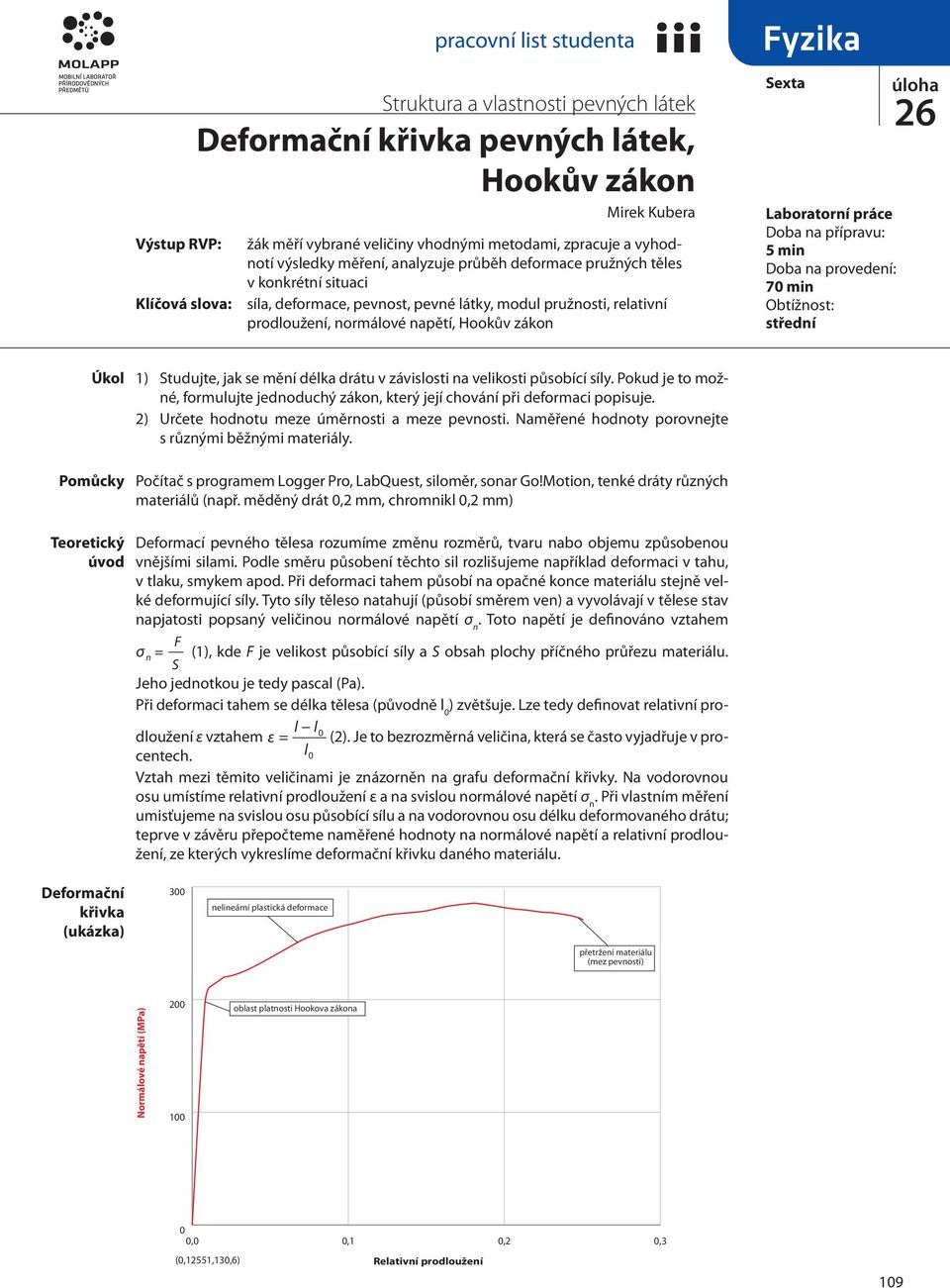 Doba na provedení: 7 min Obtížnost: střední úloha Úkol Pomůcky 1) Studujte, jak se mění délka drátu v závislosti na velikosti působící síly.