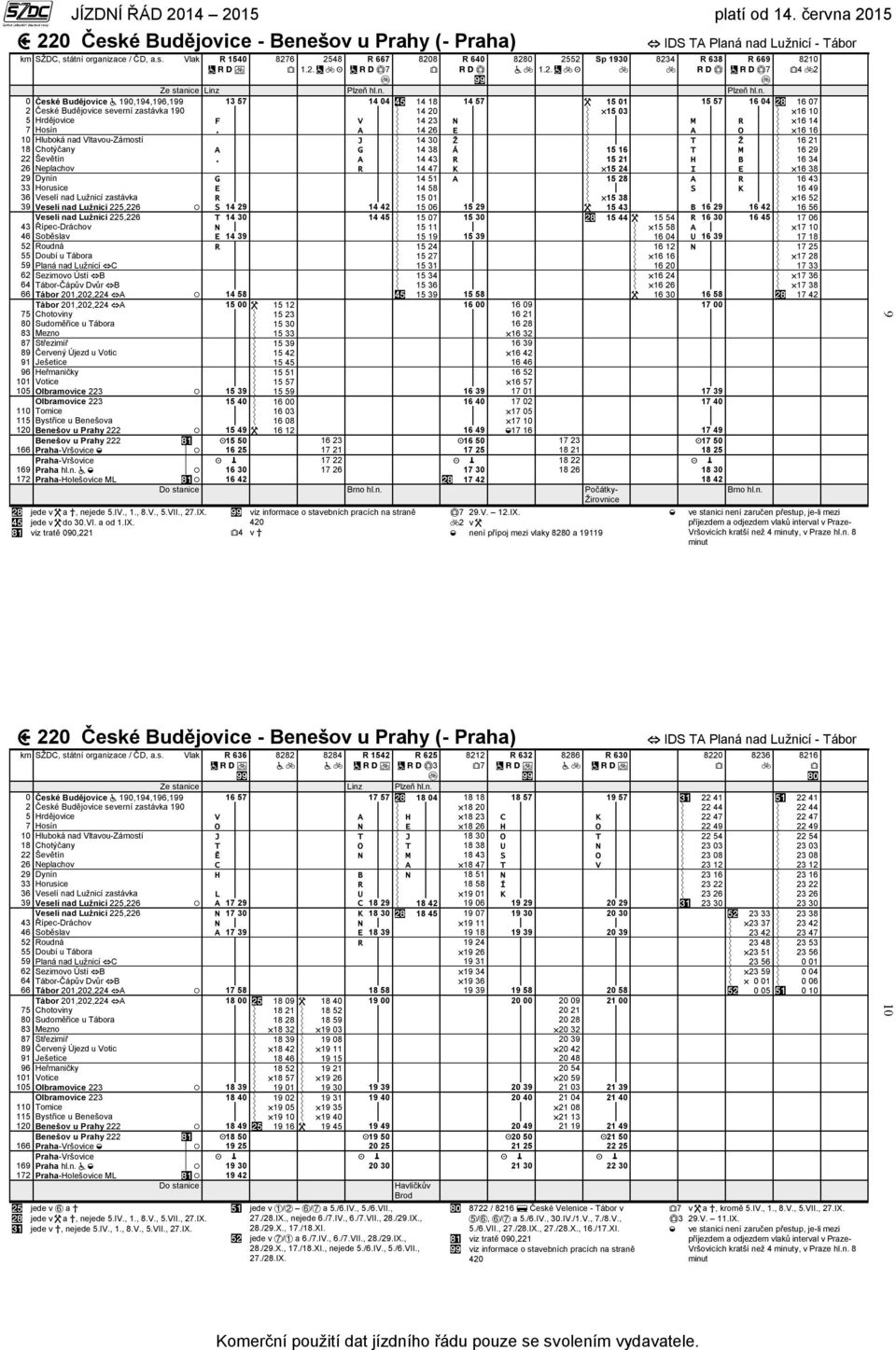 A 14 26 E A O 16 16 10 Hluboká nad Vltavou-Zámostí J 14 30 Ž T Ž 16 21 18 Chotýčany A G 14 38 Á 15 16 T M 16 29 22 Ševětín.