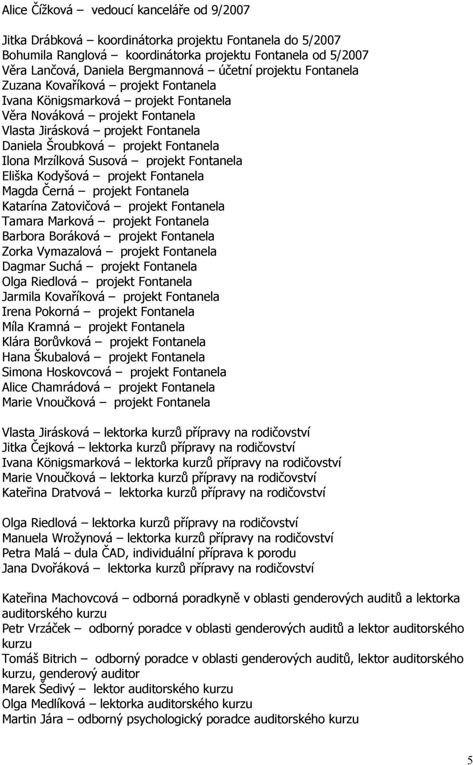 Eliška Kdyšvá prjekt Fntanela Magda Černá prjekt Fntanela Katarína Zatvičvá prjekt Fntanela Tamara Markvá prjekt Fntanela Barbra Brákvá prjekt Fntanela Zrka Vymazalvá prjekt Fntanela Dagmar Suchá