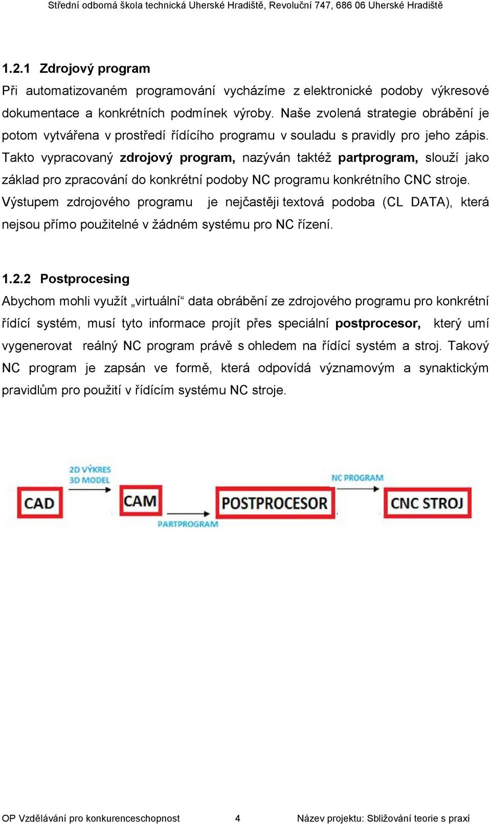 Takto vypracovaný zdrojový program, nazýván taktéž partprogram, slouží jako základ pro zpracování do konkrétní podoby NC programu konkrétního CNC stroje.