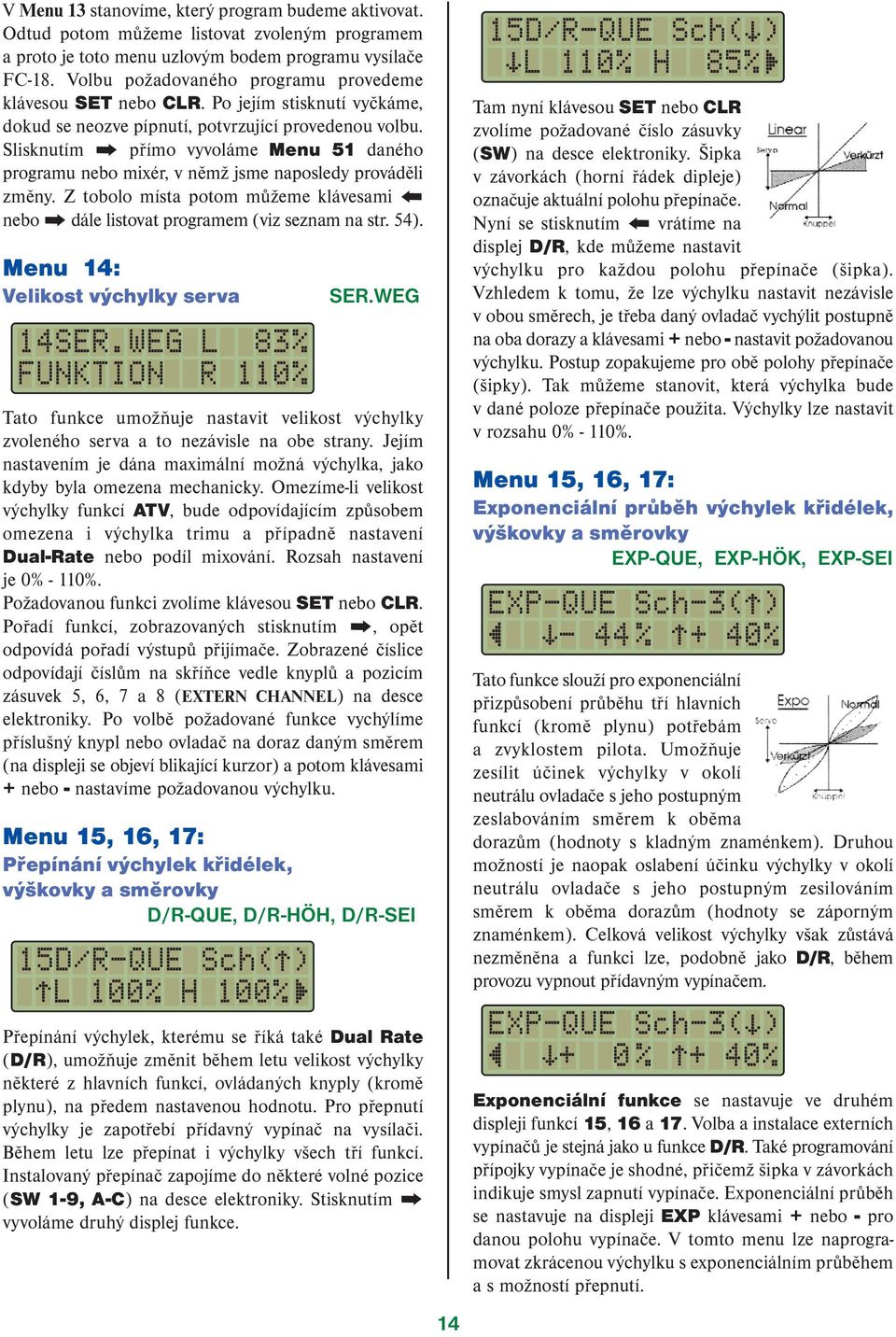 Slisknutím přímo vyvoláme Menu 51 daného programu nebo mixér, v němž jsme naposledy prováděli změny. Z tobolo místa potom můžeme klávesami nebo dále listovat programem (viz seznam na str. 54).