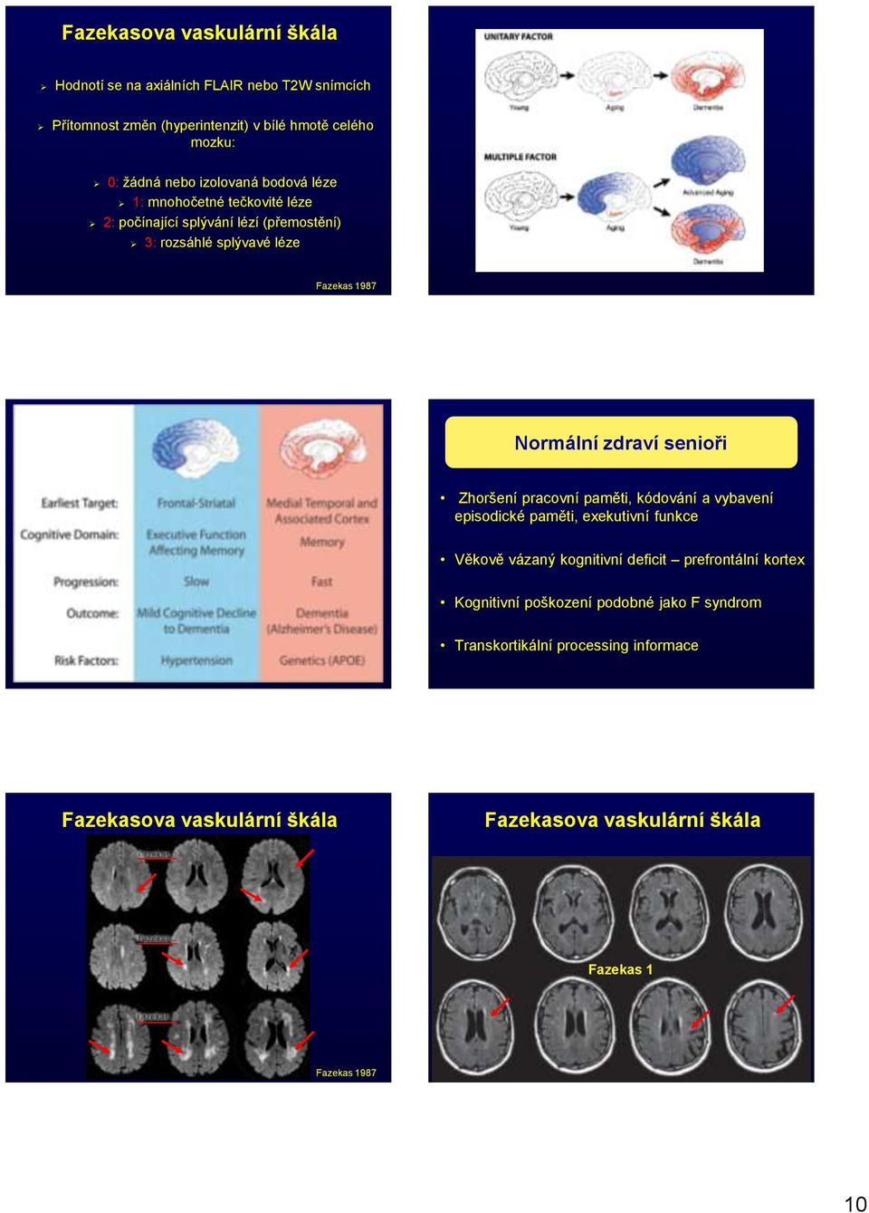 senioři Zhoršení pracovní paměti, kódování a vybavení episodické paměti, exekutivní funkce Věkově vázaný kognitivní deficit prefrontální kortex