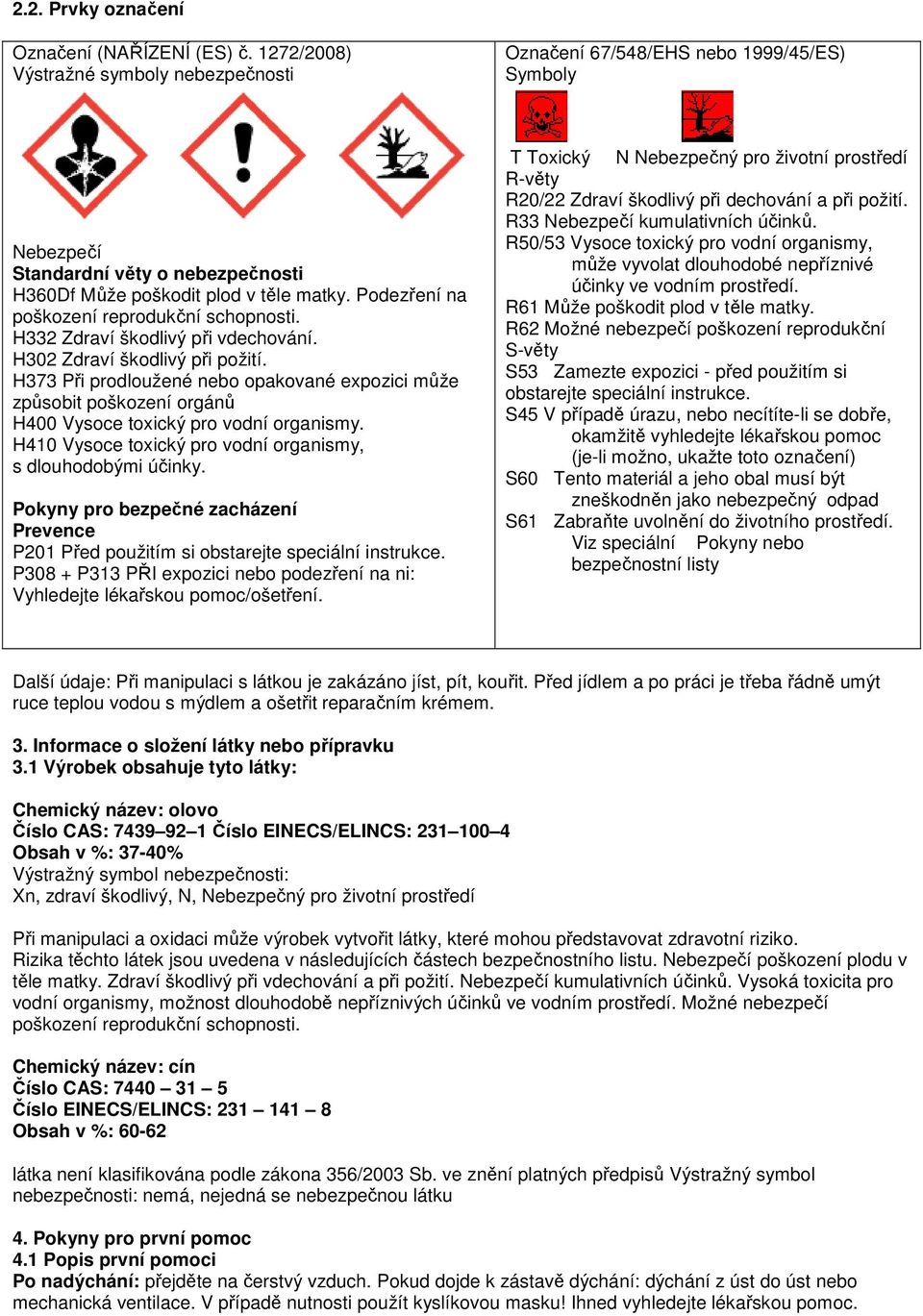 Podezření na poškození reprodukční schopnosti. H332 Zdraví škodlivý při vdechování. H302 Zdraví škodlivý při požití.