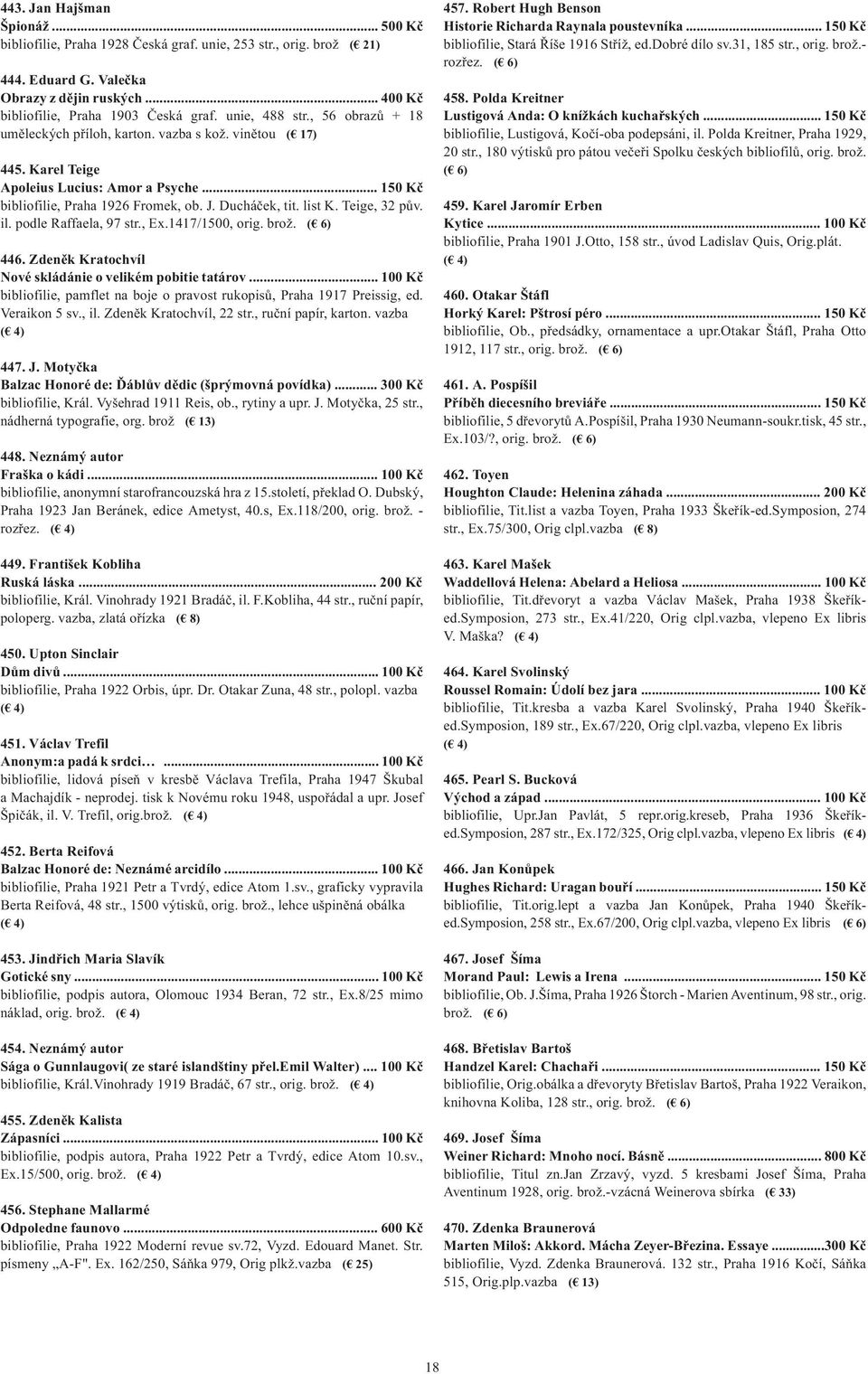 list K. Teige, 32 pův. il. podle Raffaela, 97 str., Ex.1417/1500, orig. brož. ( 6) 446. Zdeněk Kratochvíl Nové skládánie o velikém pobitie tatárov.