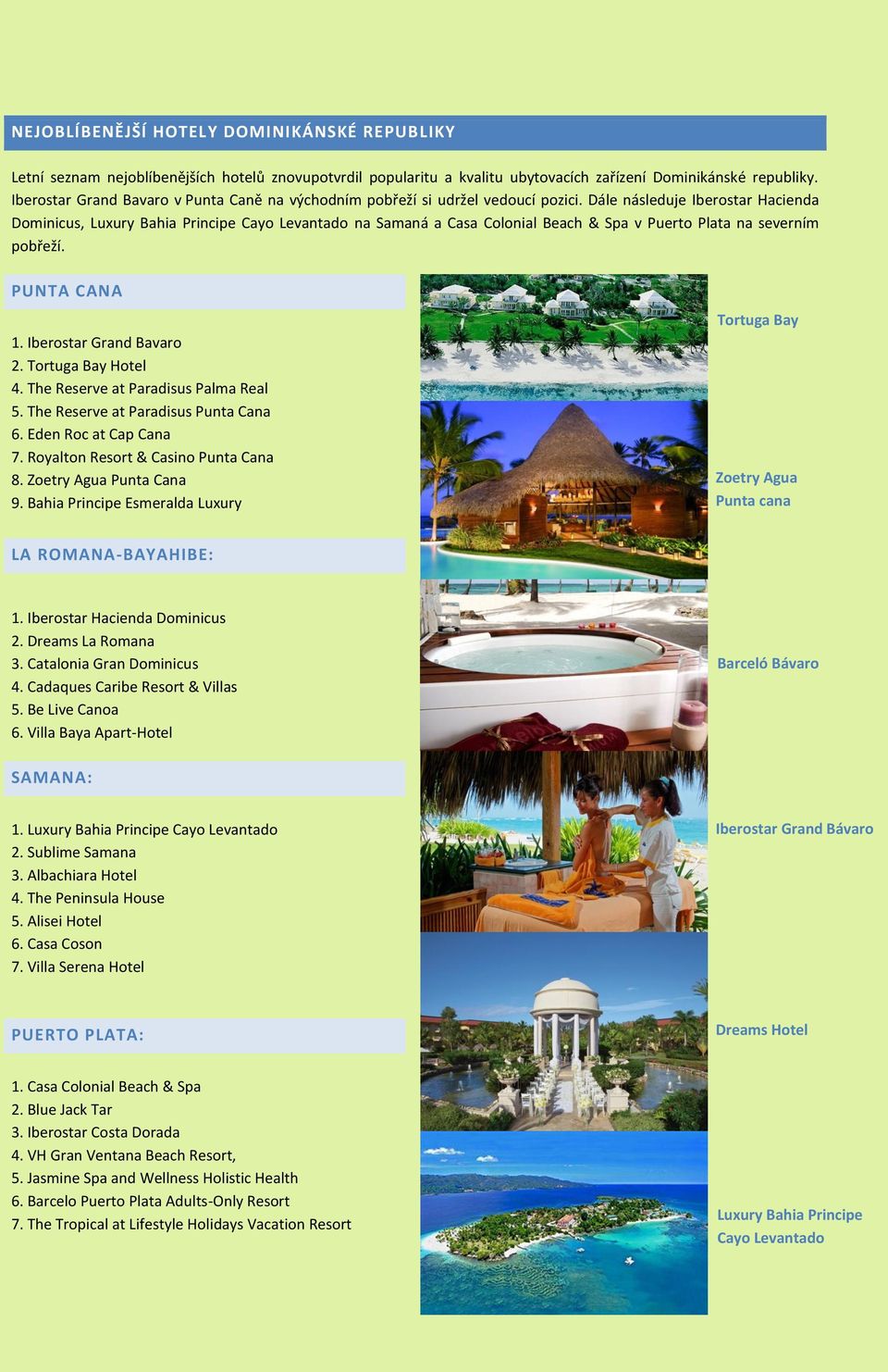 Dále následuje Iberostar Hacienda Dominicus, Luxury Bahia Principe Cayo Levantado na Samaná a Casa Colonial Beach & Spa v Puerto Plata na severním pobřeží. PUNTA CANA 1. Iberostar Grand Bavaro 2.