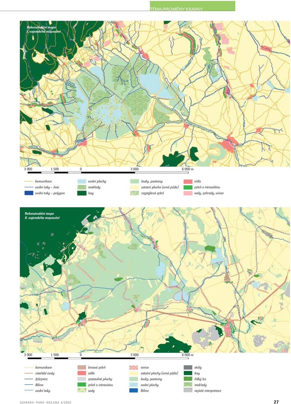 ostatní plocha (orná půda) rozptýlená zeleň sídla zeleň v intravilánu sady, zahrady, vinice Rekonstrukční mapa II.