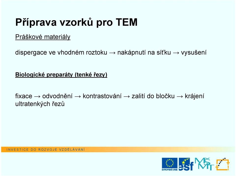 vysušení Biologické preparáty (tenké řezy) fixace