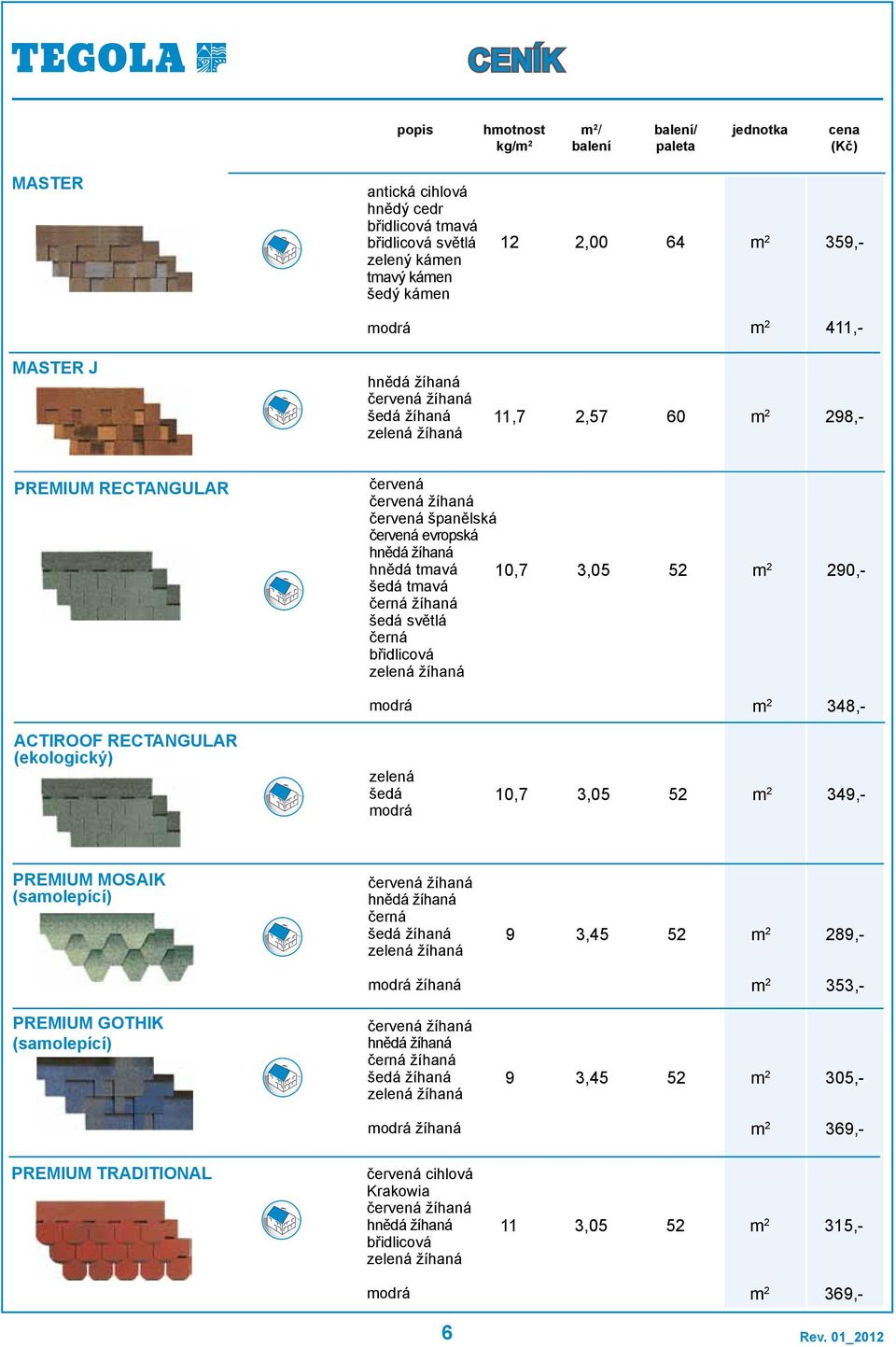 břidlicová zelená žíhaná 3,05 52 290,- modrá 38,- ACTIROOF RECTANGULAR (ekologický) zelená šedá modrá,7 3,05 52 39,- PREMIUM MOSAIK (samolepící) červená žíhaná hnědá žíhaná černá šedá žíhaná zelená