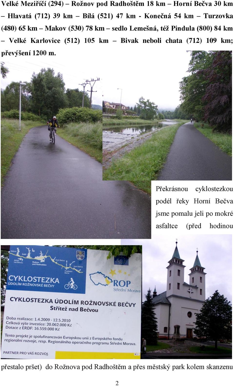 Bivak neboli chata (712) 109 km; převýšení 1200 m.