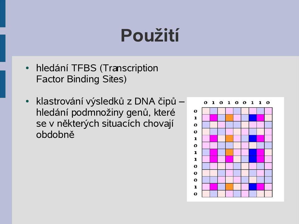 výsledků z DNA čipů hledání podmnožiny