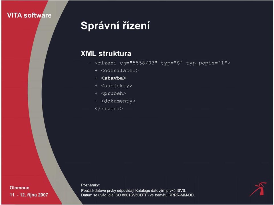 <dokumenty> </rizeni> Poznámky: Použité datové prvky odpovídají