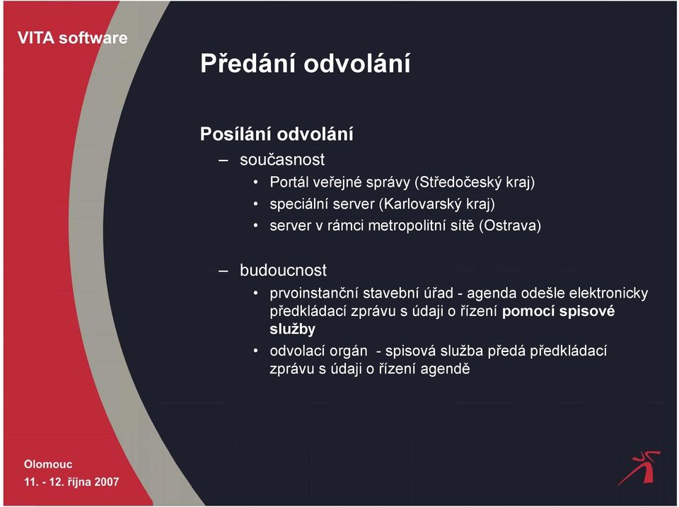 prvoinstanční stavební úřad - agenda odešle elektronicky předkládací zprávu s údaji o řízení