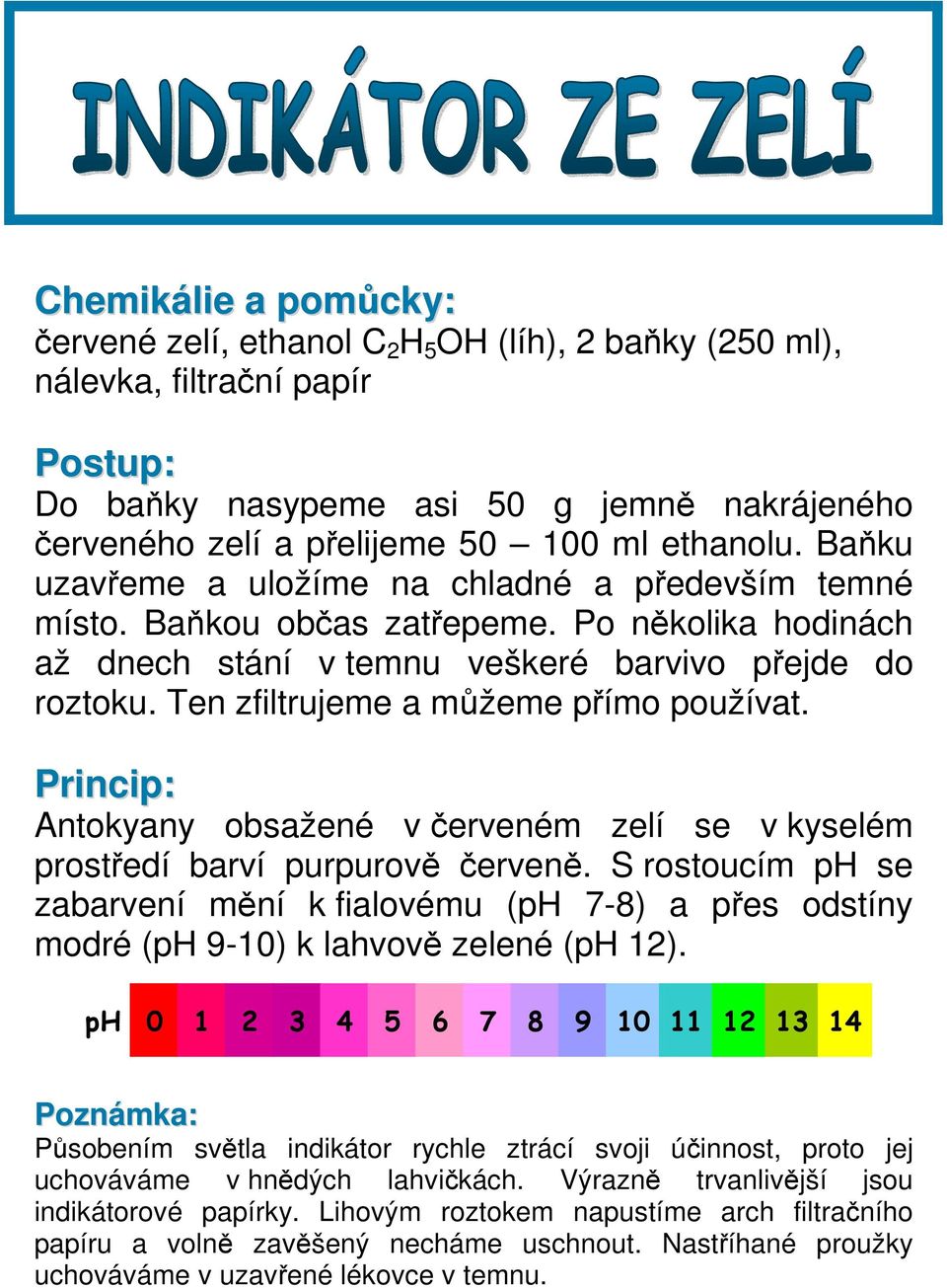 Ten zfiltrujeme a můžeme přímo používat. Antokyany obsažené v červeném zelí se v kyselém prostředí barví purpurově červeně.