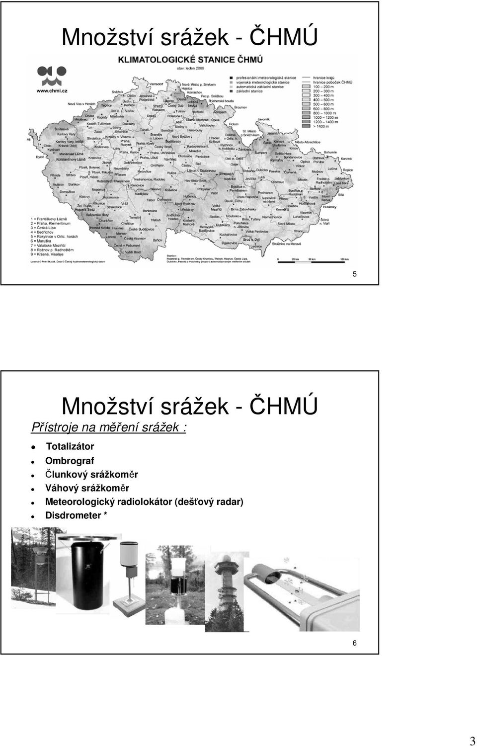 Ombrograf Člunkový srážkoměr Váhový srážkoměr