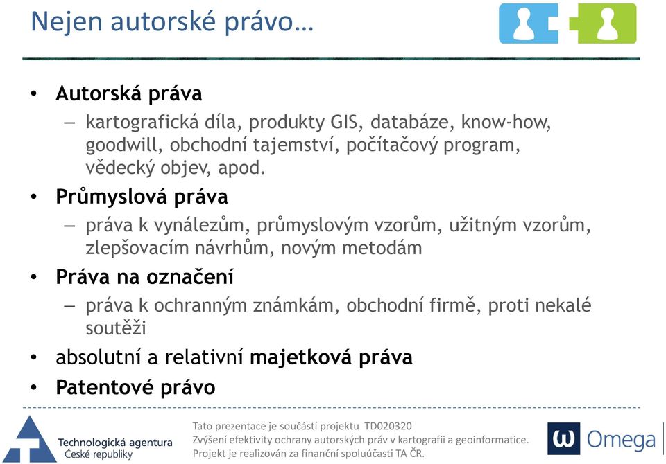 Průmyslová práva práva k vynálezům, průmyslovým vzorům, užitným vzorům, zlepšovacím návrhům, novým