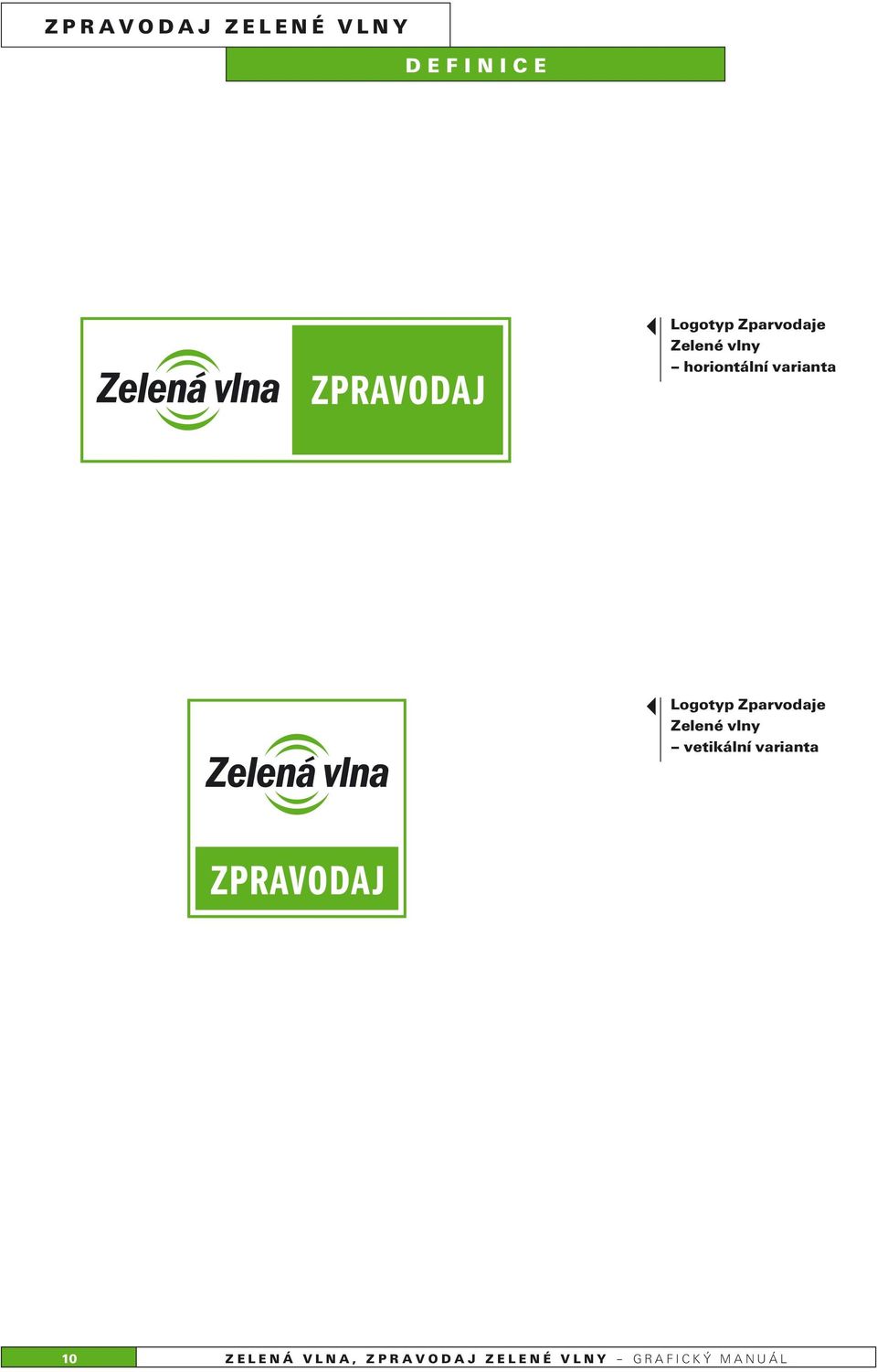 Logotyp Zparvodaje Zelené vlny vetikální