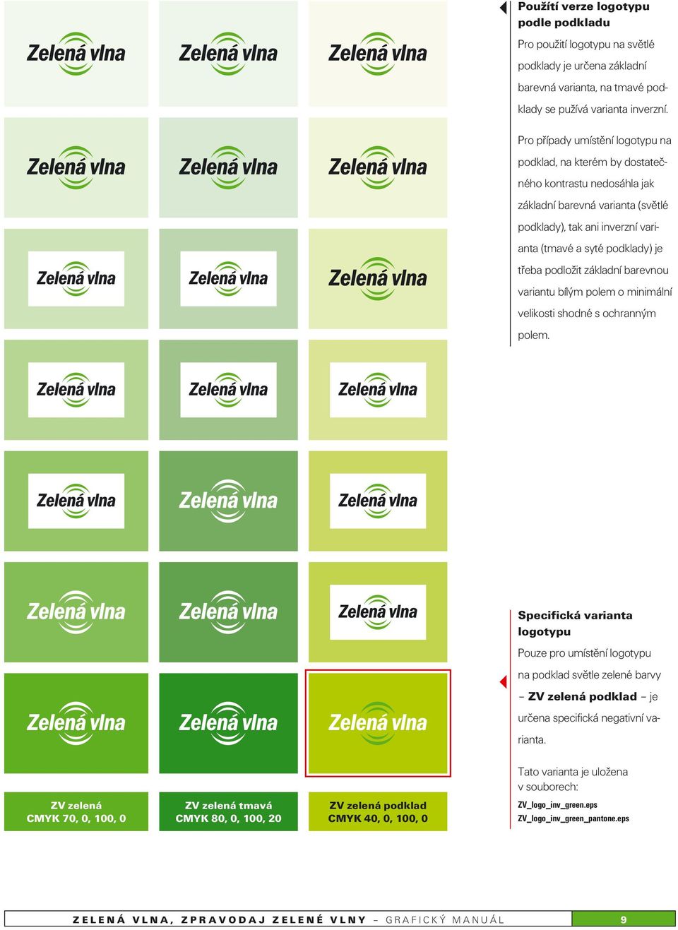 podložit základní barevnou variantu bílým polem o minimální velikosti shodné s ochranným polem.