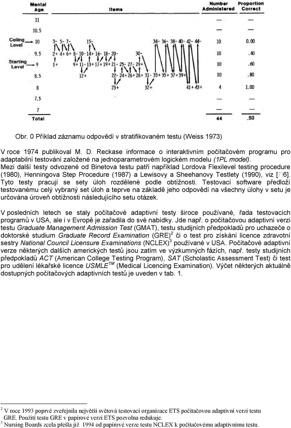 Mezi další testy odvozené od Binetova testu patří například Lordova Flexilevel testing procedure (1980), Henningova Step Procedure (1987) a Lewisovy a Sheehanovy Testlety (1990), viz [ ].