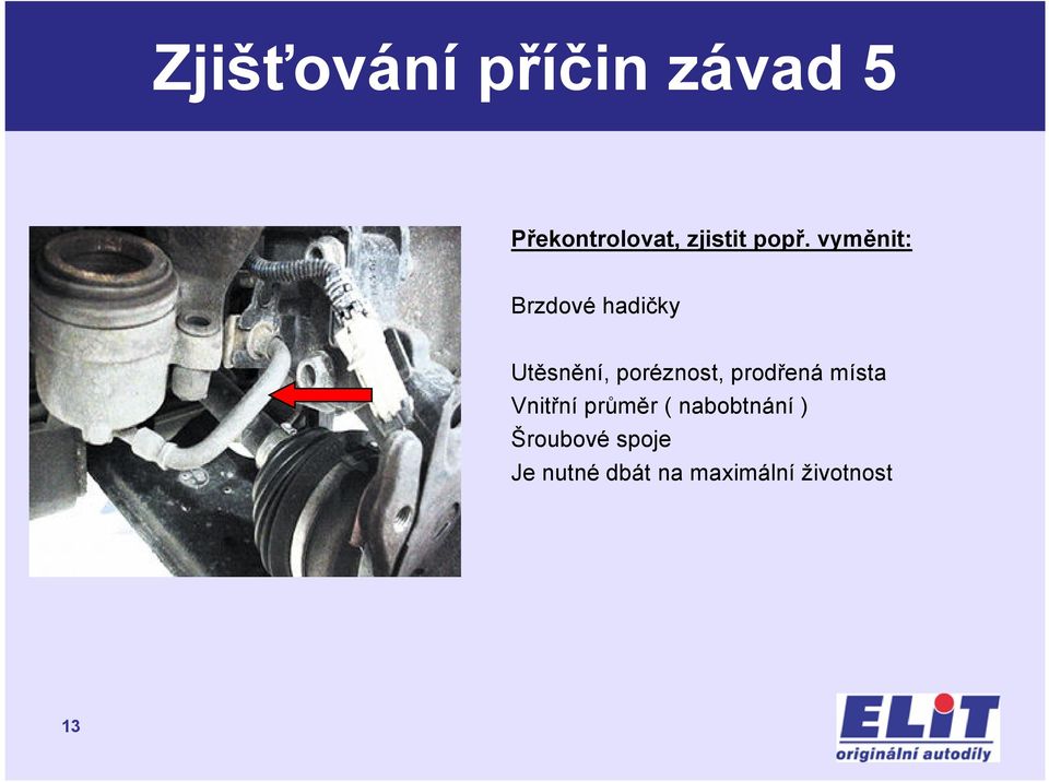 poréznost, prodřená místa Vnitřní průměr (