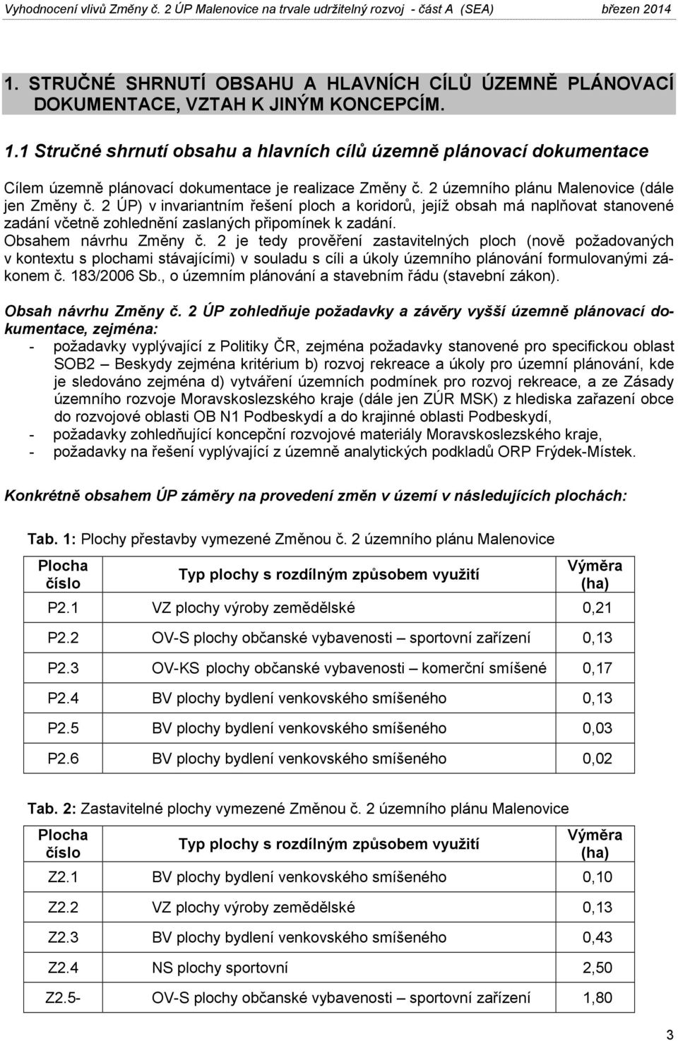 2 ÚP) v invariantním řešení ploch a koridorů, jejíž obsah má naplňovat stanovené zadání včetně zohlednění zaslaných připomínek k zadání. Obsahem návrhu Změny č.