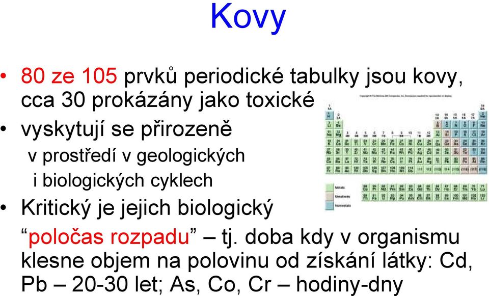 cyklech Kritický je jejich biologický poločas rozpadu tj.