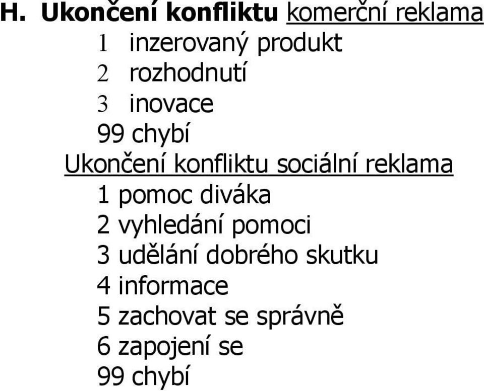 sociální reklama 1 pomoc diváka 2 vyhledání pomoci 3