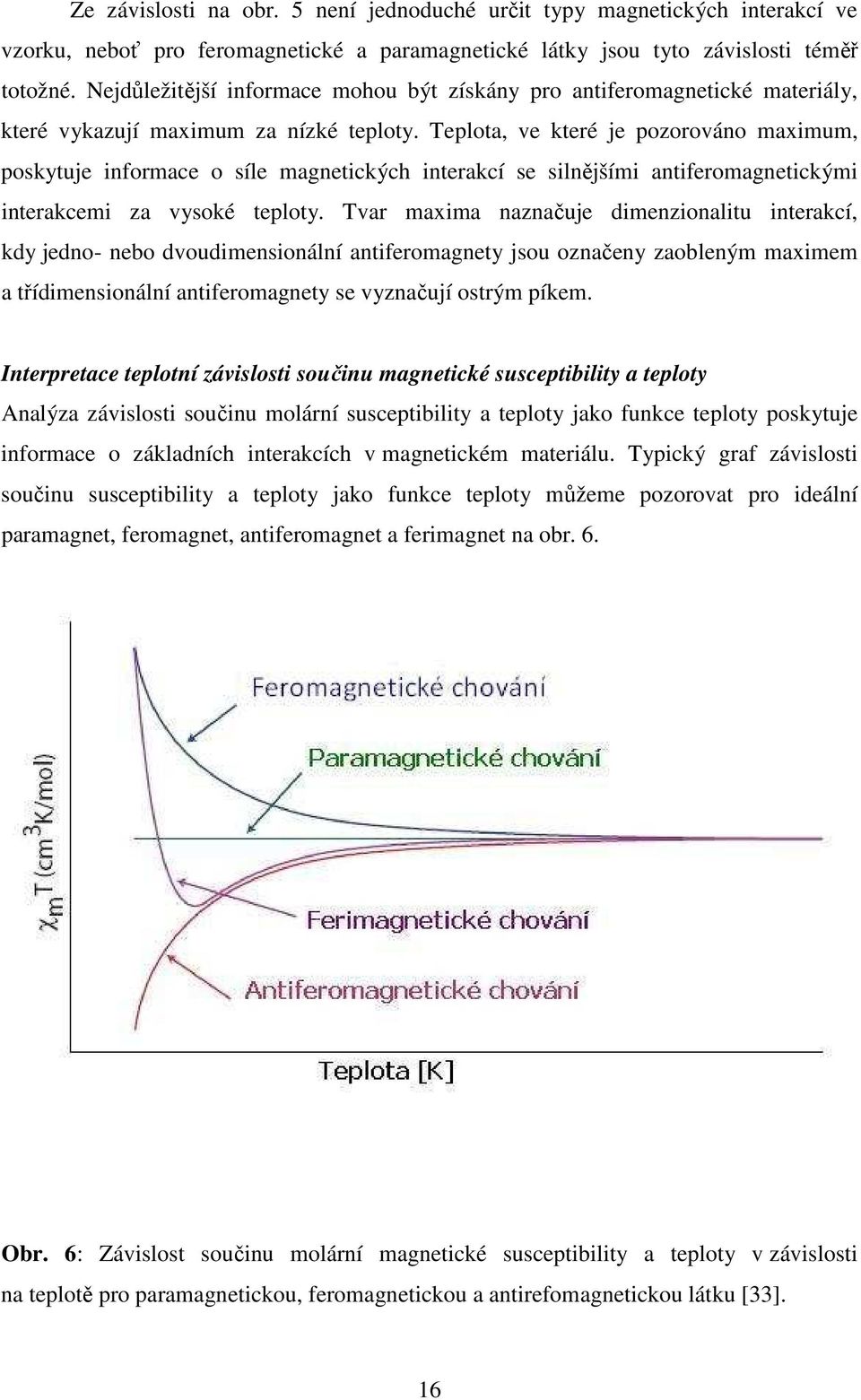 Teplota, ve které je pozorováno maximum, poskytuje informace o síle magnetických interakcí se silnějšími antiferomagnetickými interakcemi za vysoké teploty.