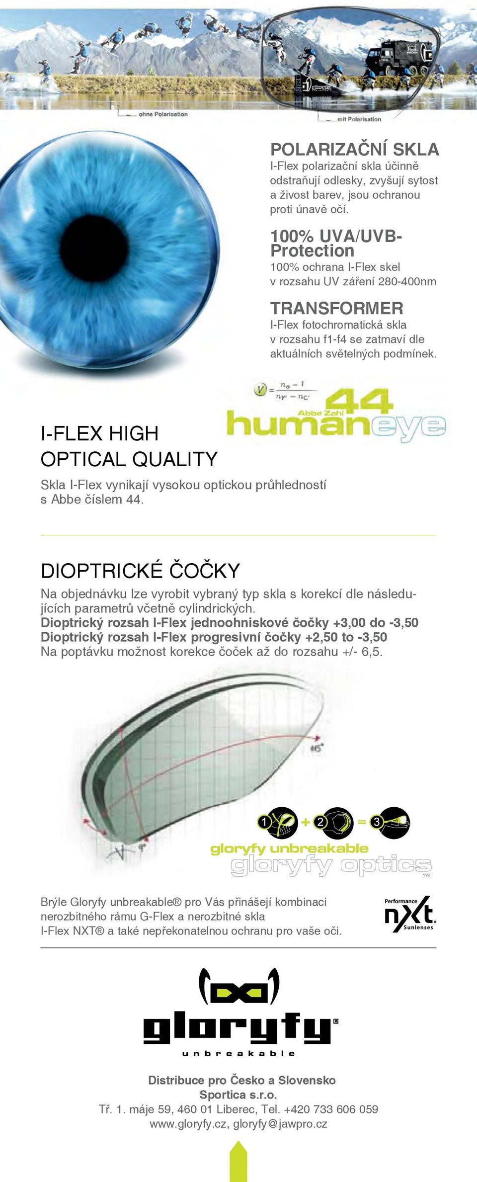 I-FLEX HIGH OPTICAL QUALITY Skla I-Flex vynikají vysokou optickou průhledností s Abbe číslem 44.