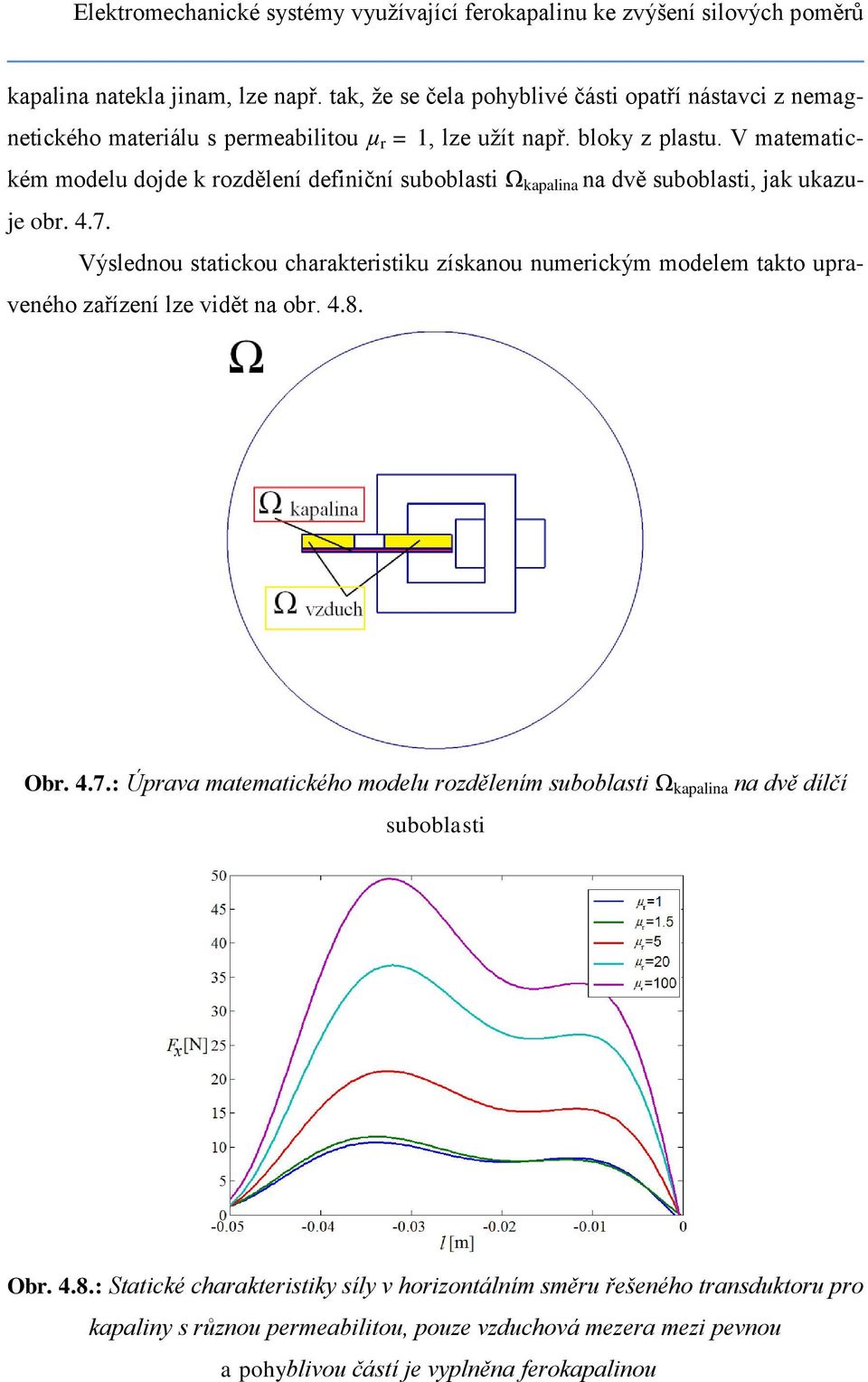 V matematickém modelu dojde k rozdělení definiční suboblasti Ω kapalina na dvě suboblasti, jak ukazuje obr. 4.7.