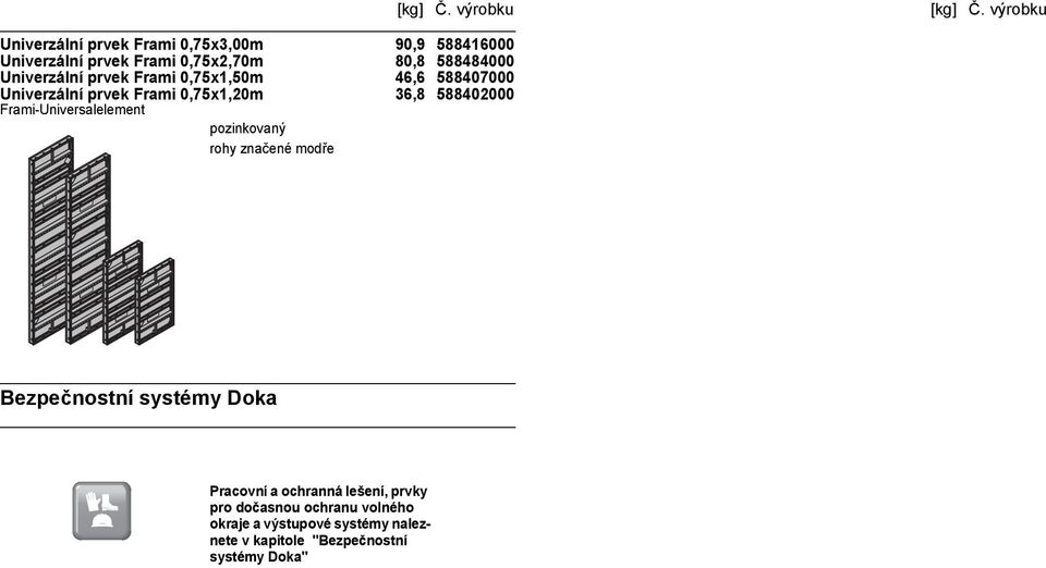 Frami-Universalelement rohy značené modře Bezpečnostní systémy Doka Pracovní a ochranná lešení, prvky