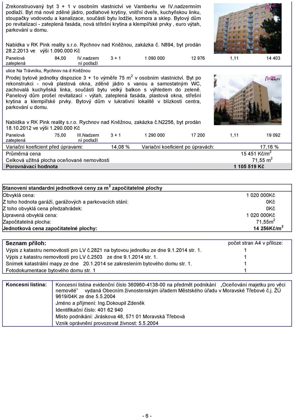 Bytový dům po revitalizaci - zateplená fasáda, nová střešní krytina a klempířské prvky, euro výtah, parkování u domu. Nabídka v RK Pink reality s.r.o. Rychnov nad Kněžnou, zakázka č.