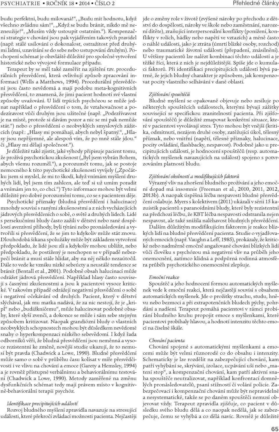 Pochopení schémat je obzvláštì dùležité pro spoleèné vytvoøení historické nebo vývojové formulace pøípadu. Terapeut by se mìl také zamìøit na zjištìní tzv.