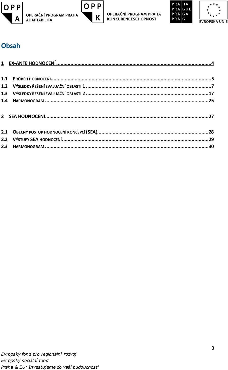 3 VÝSLEDKY ŘEŠENÍ EVALUAČNÍ OBLASTI 2... 17 1.4 HARMONOGRAM.