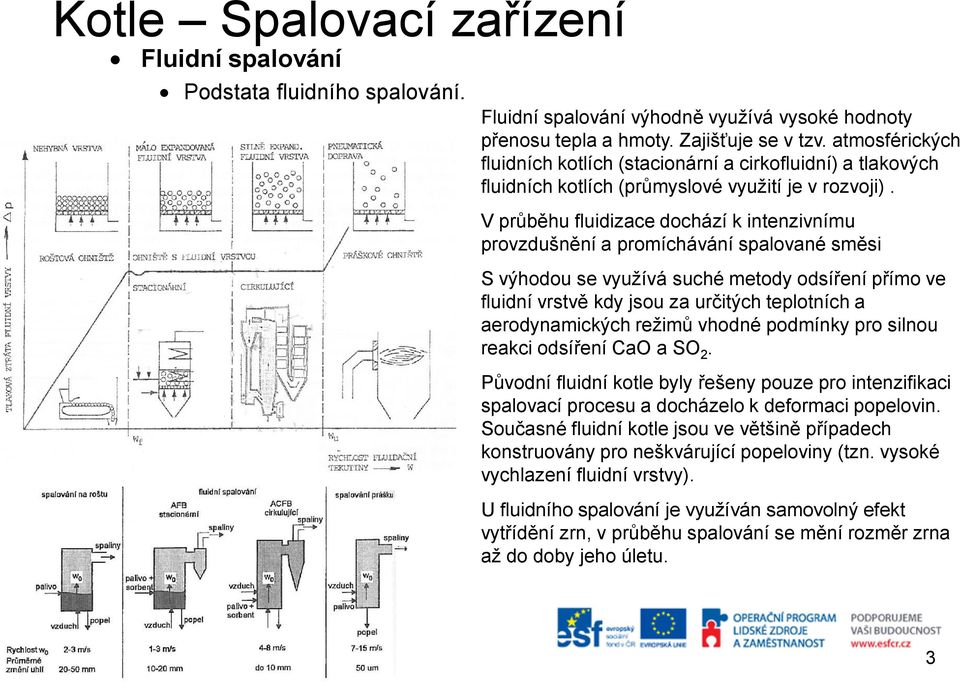 V průběhu fluidizace dochází k intenzivnímu provzdušnění a promíchávání spalované směsi S výhodou se využívá suché metody odsíření přímo ve fluidní vrstvě kdy jsou za určitých teplotních a