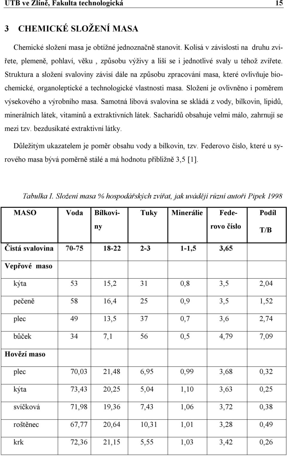 Struktura a složení svaloviny závisí dále na způsobu zpracování masa, které ovlivňuje biochemické, organoleptické a technologické vlastnosti masa.