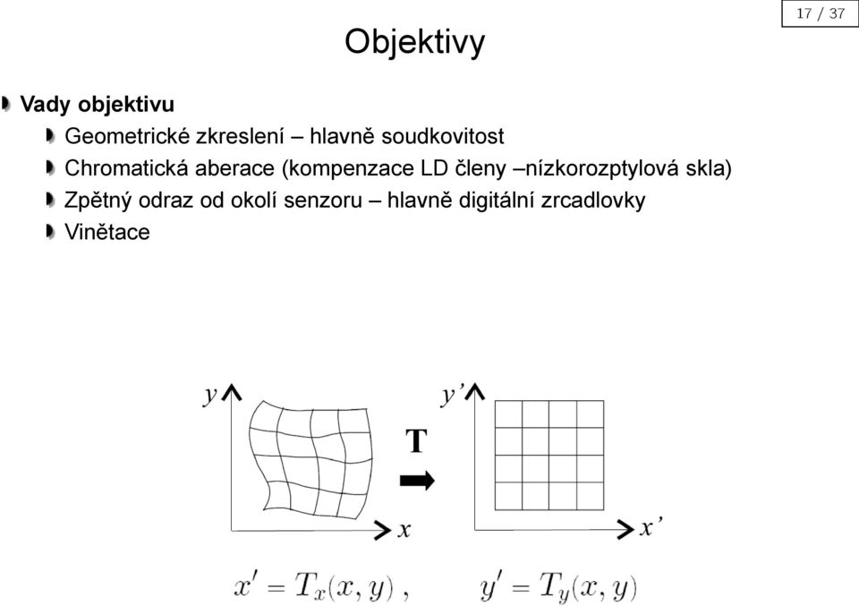 (kompenzace LD členy nízkorozptylová skla)