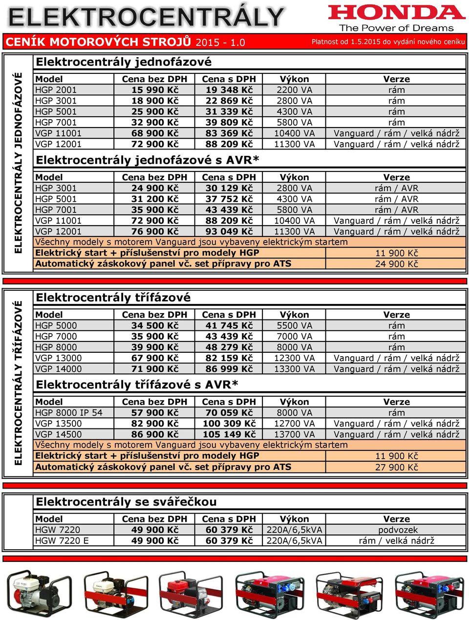 11001 68 900 Kč 83 369 Kč 10400 VA Vanguard / rám / velká nádrž VGP 12001 72 900 Kč 88 209 Kč 11300 VA Vanguard / rám / velká nádrž Elektrocentrály jednofázové s AVR* HGP 3001 24 900 Kč 30 129 Kč