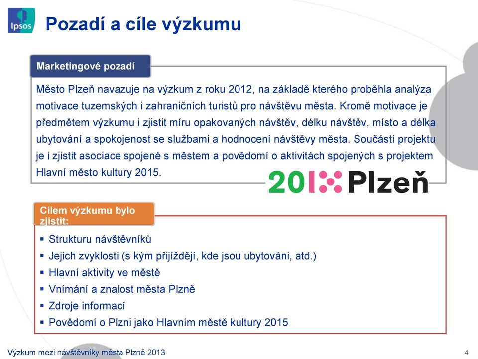 Součástí projektu je i zjistit asociace spojené s městem a povědomí o aktivitách spojených s projektem Hlavní město kultury 05.