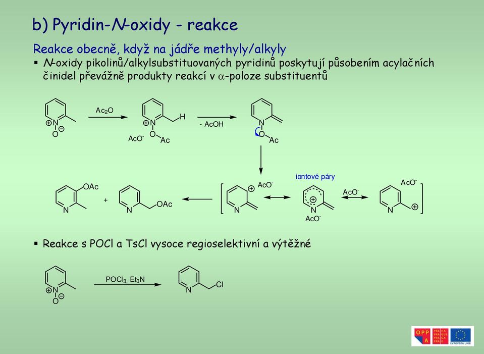 převážně produkty reakcí v α-poloze substituentů Ac 2 Ac - Ac - Ac Ac Ac + Ac Ac