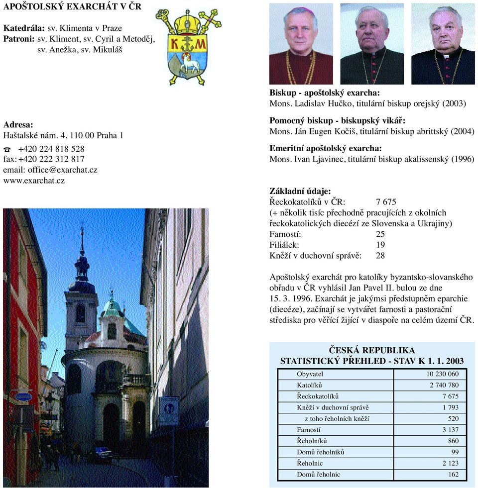 Ján Eugen Kočiš, titulární biskup abrittský (00) Emeritní apoštolský exarcha: Mons.