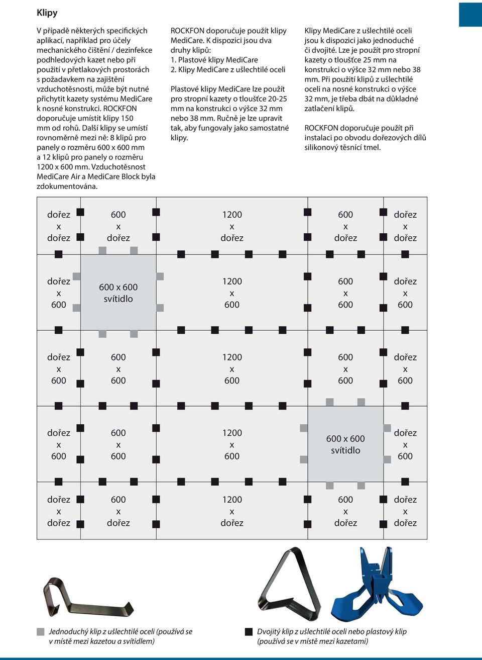 Další klipy se umístí rovnoměrně mezi ně: 8 klipů pro panely o rozměru mm a 12 klipů pro panely o rozměru mm. Vzduchotěsnost MediCare Air a MediCare Block byla zdokumentována.
