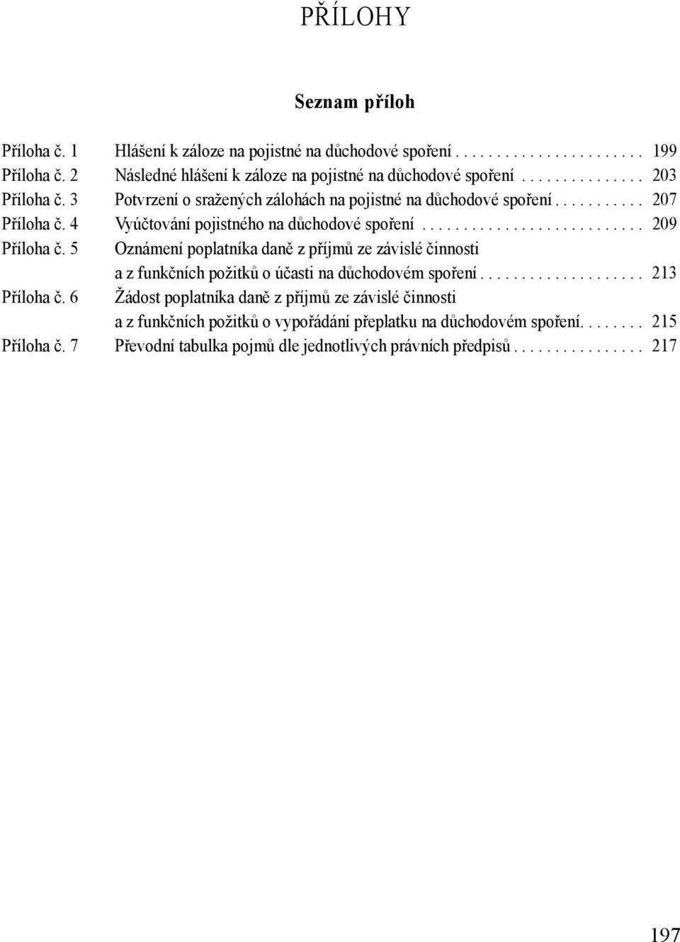 5 Oznámení poplatníka daně z příjmů ze závislé činnosti a z funkčních požitků o účasti na důchodovém spoření.................... 213 Příloha č.