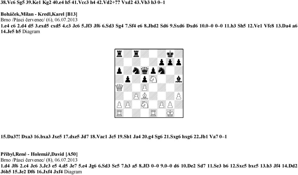 Je5 b5 Diagram XIIIIIIIIY 9r+r+-+k+0 9+-+-+pzpp0 9p+nwqpsn-+0 9+p+psN-+l0 9Q+-zP-+-+0 9+-zPL+-+P0 9PzP-sN-zPP+0 9tR-+-tR-mK-0 15.Da3?! Dxa3 16.bxa3 Jxe5 17.dxe5 Jd7 18.Vac1 Jc5 19.